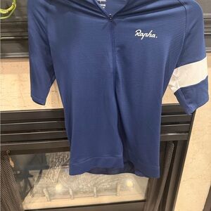 Rapha Short Sleeve Cycling Jersey in Navy with White Sleeve Stripe